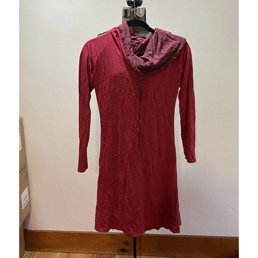 Kuhl Vega Red Reversible T-Shirt Dress Cowl Neck Long Sleeve Pockets XS
